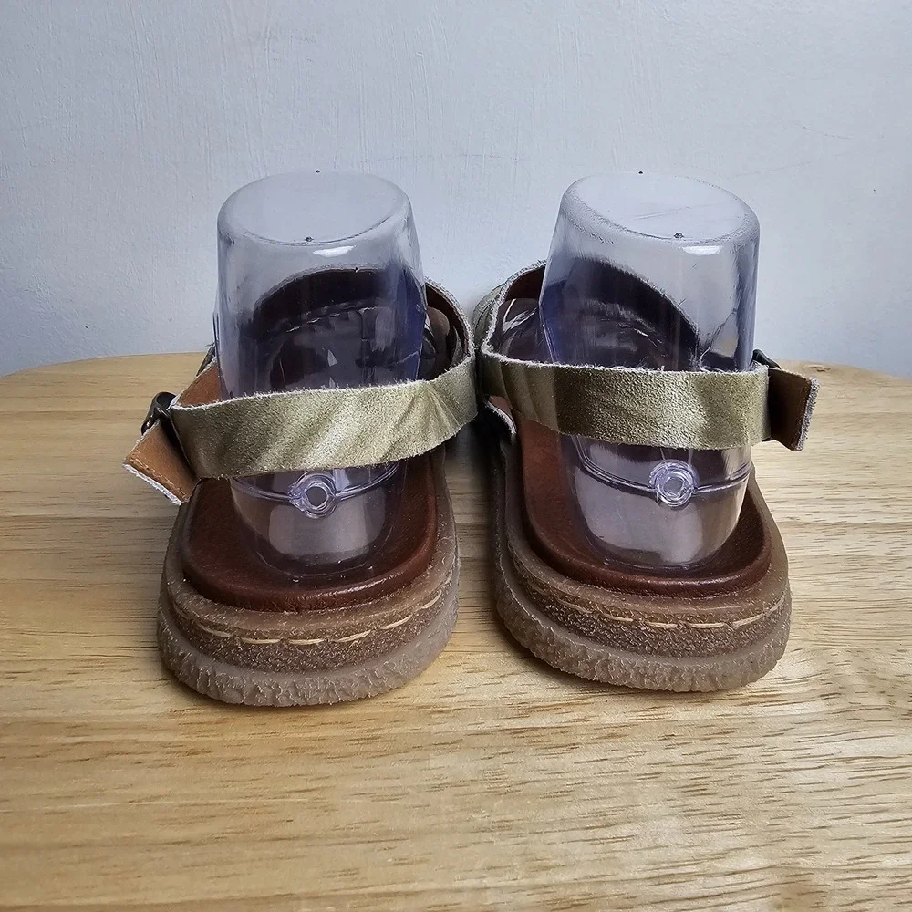 Born Womens Carah Suede Cut-Out Peep-Toe Slingback Sandals Olive Womens‎ Sz 9 M